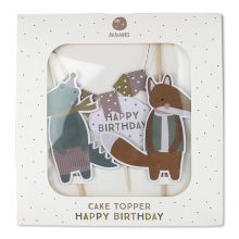 ava & yves Cake Topper happy Birthday pastell Fuchs und Krokodil