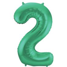 Folienballon Zahl Zwei Grün metallic matt