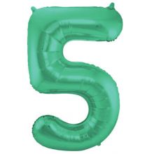 Folienballon Zahl Fünf Grün metallic matt