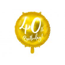 Folienballon 40th Birthday rund gold