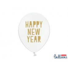 Luftballon Happy New Year weiß gold