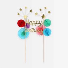Meri Meri Cake Topper Happy Birthday gold bunt