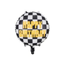 Folienballon Happy Birthday Start-Ziel-Flaggen Muster