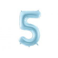 Folienballon Zahl Fünf hellblau