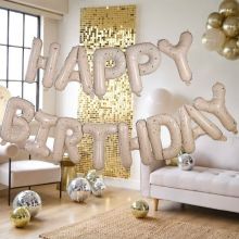 Nude und Gold Sparkle Happy Birthday Ballon Girlande