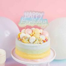 Cake Topper Happy Birthday Regenbogen pastell