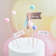 Ginger Ray Pom Pom Happy Birthday Cake Topper