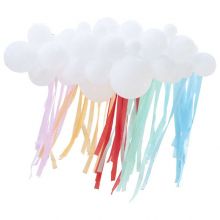 Ginger Ray Ballonwolke weiß mit Regenbogen-Kreppbändern