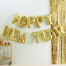 Ballon Girlande Happy New Year in Gold von Ginger Ray dekoriert