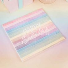 Serviette Happy Birthday Regenbogen pastell