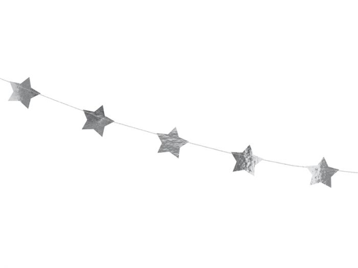 Sternengirlande Girlande Sterne SILBER 20 cm 6 Meter 15 Sterne a ca 