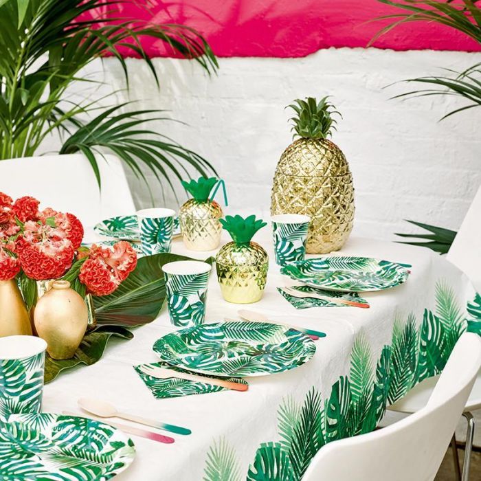 6er Set Hawaiisch Tropische Ananas Lei Partyartikel Party Geschirr Papier Becher 